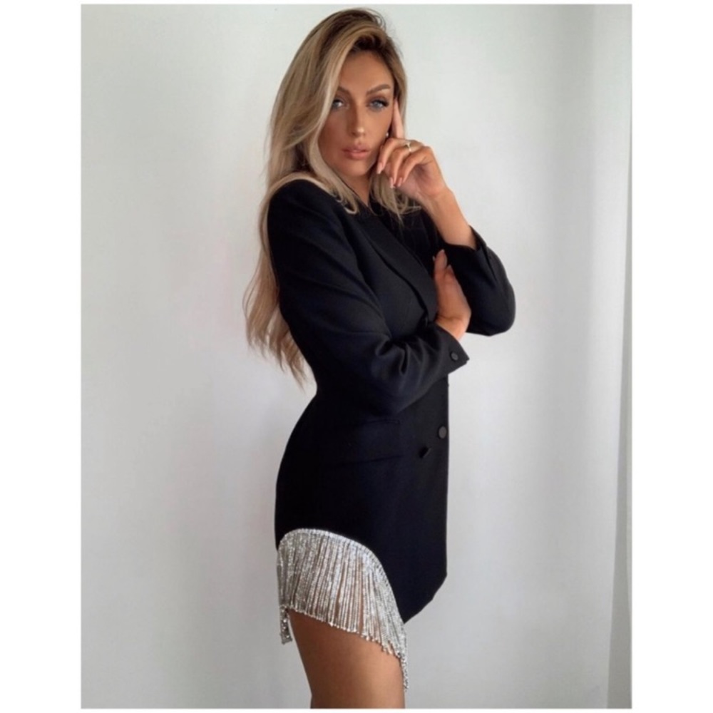 Zara limited edition blazer dress jewel trim - Picture 7 of 16